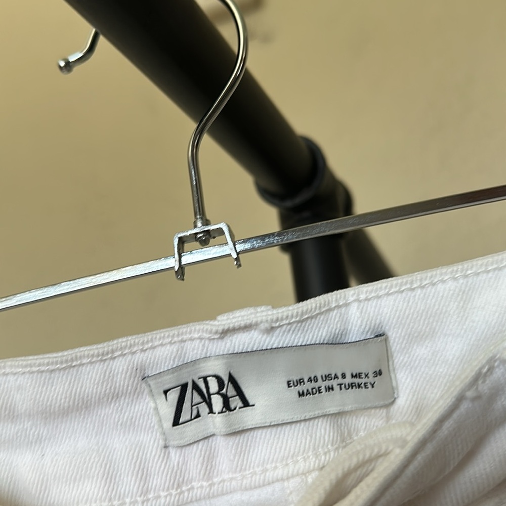 ZARA Straight Wide Leg Jeans in Ivory White size 8 - Picture 9 of 13